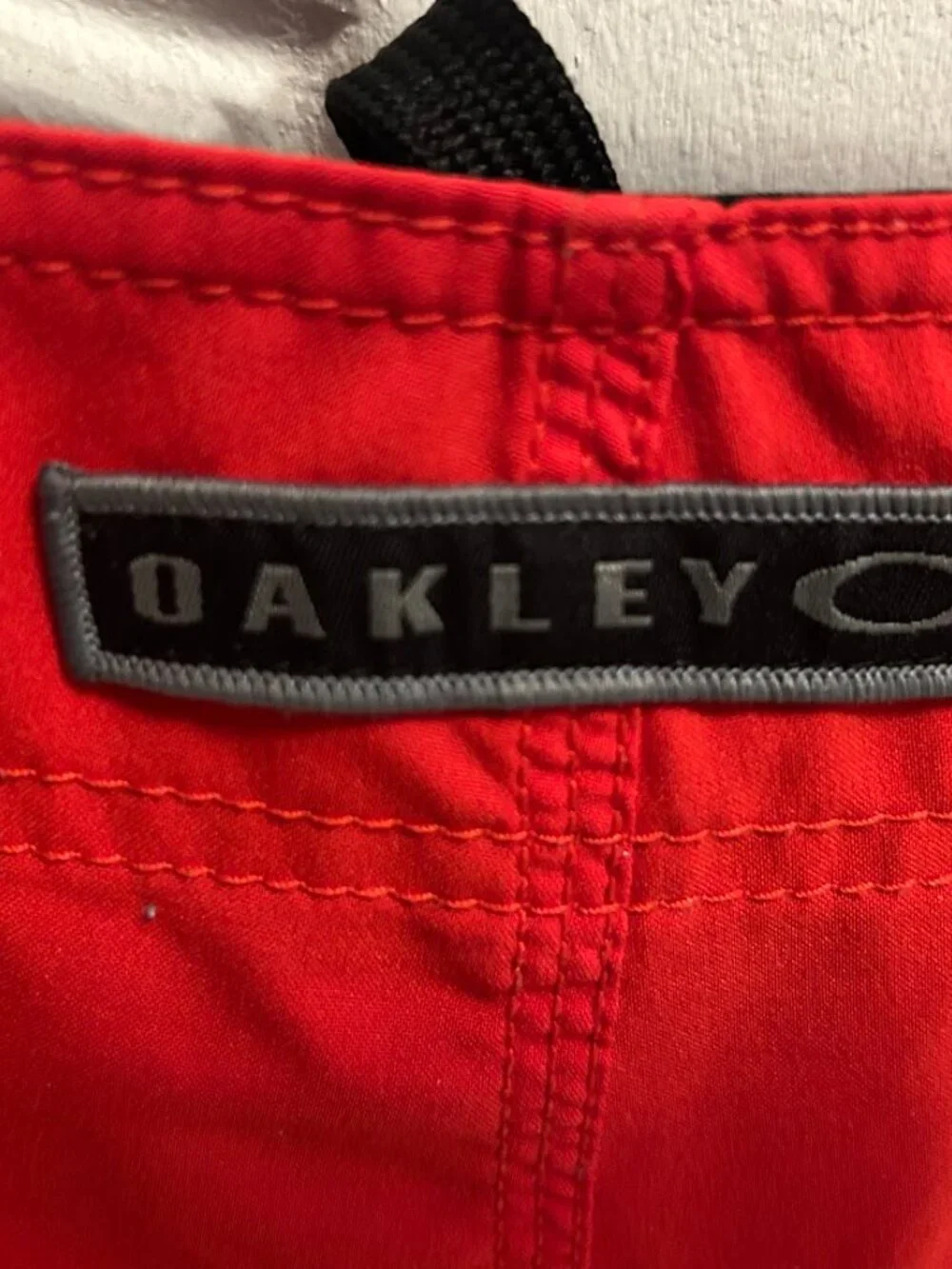 Oakley Red Board Shorts Mens 38 Spellout Logo Swim Trunks 11